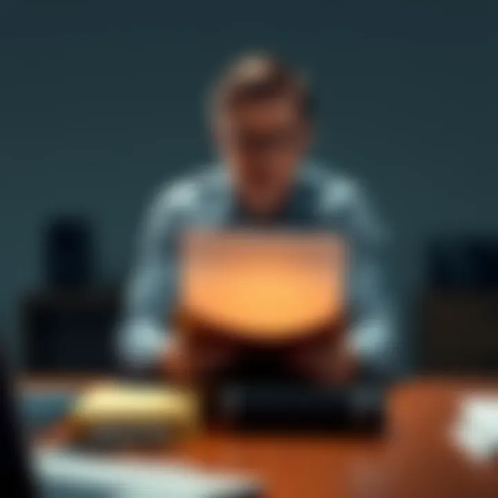 Individual sitting at a desk with an empty folder, looking disappointed while waiting for 1099 forms, symbolizing delays in tax document release.