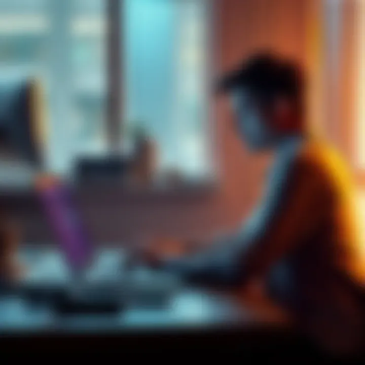 Individual sitting at a desk, looking stressed while staring at a laptop screen, symbolizing the struggle to recover an Exodus wallet
