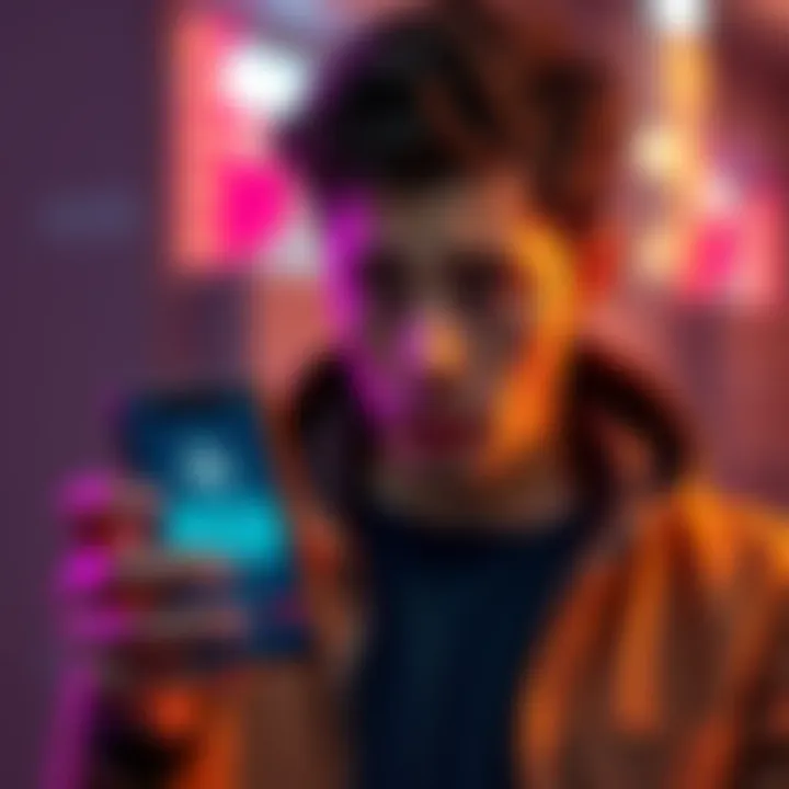 A person looking worried while holding a smartphone, showing a message about phone number already in use for a Revolut account.