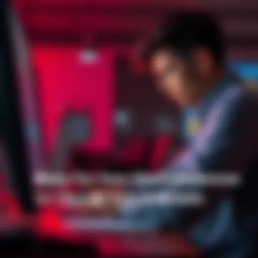 A person shows frustration while filling out a survey on a computer, with a clock indicating time passing.