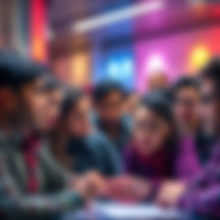 A group of frustrated people discussing their Revolut savings accounts with declining interest rates and high fees.