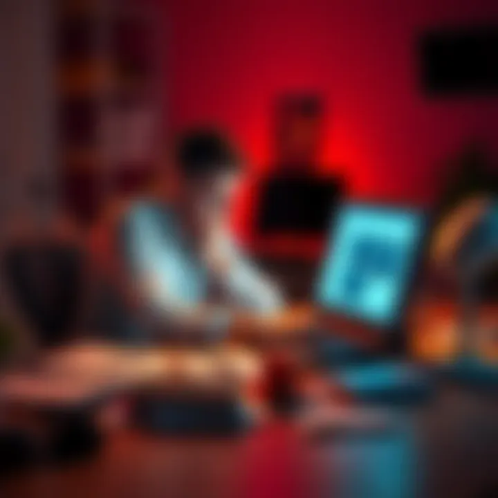 A Frustrated User at a Computer A person sitting at a desk looking stressed while staring at a laptop screen, symbolic of account access issues, with paperwork scattered around, conveying a sense of urgency and hopelessness.