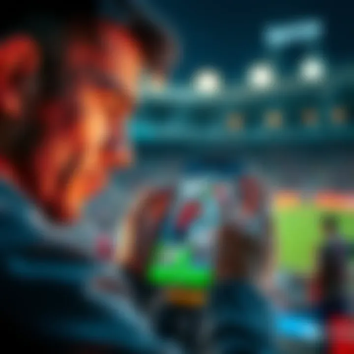 User looking at a smartphone displaying overwhelming ads on a sports betting app