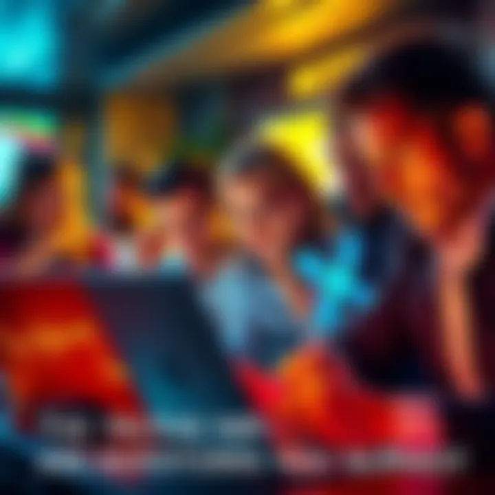 Group of investors looking worried while checking XRP charts on their laptops