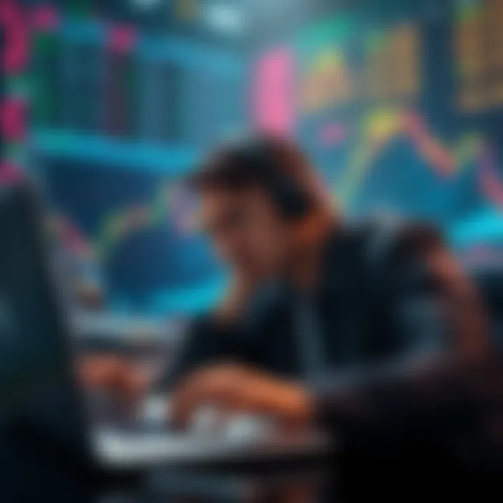 A user looks frustrated while using a laptop, depicting account issues on a cryptocurrency exchange.