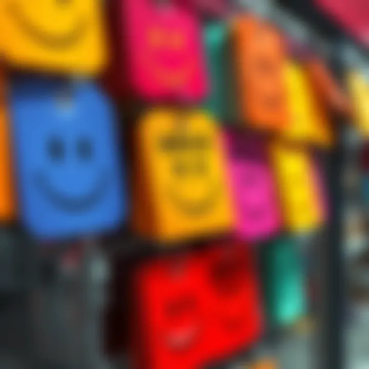 Colorful price tags displaying humorous pricing with smiley faces