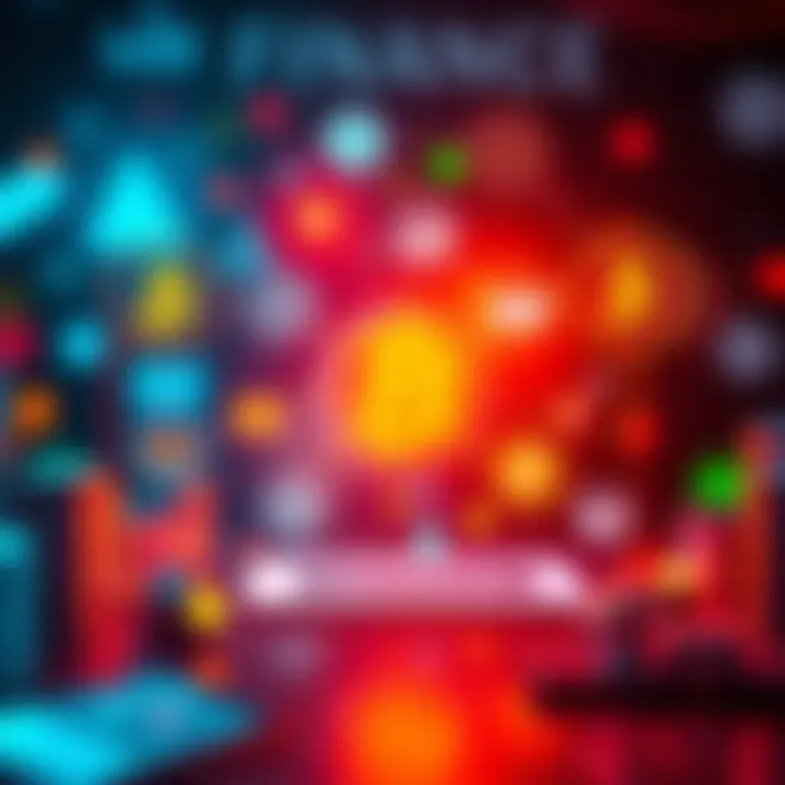 Future of Finance Innovations Graphic showing various financial technology icons like blockchain, AI, and digital currency symbols, representing trends in finance