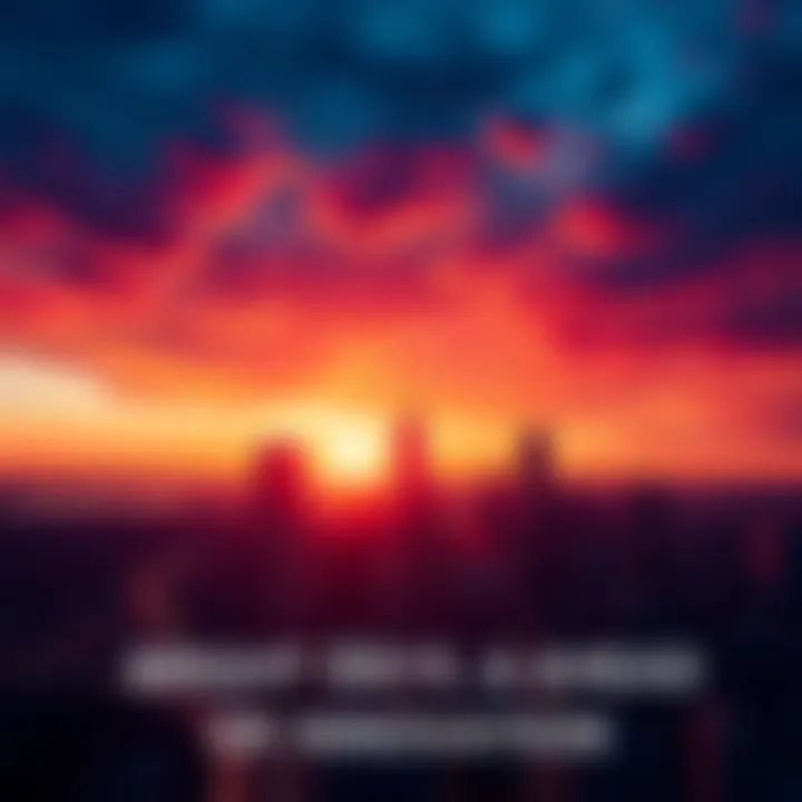 A vibrant sunset over a city skyline symbolizing hope and innovation