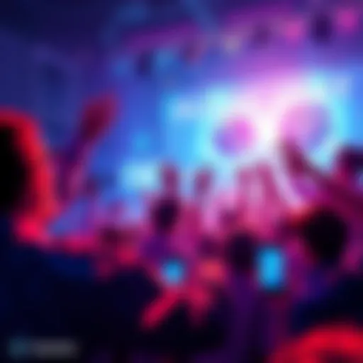 People celebrating the launch of FutureCast as a Mainnet listed app with futuristic visuals and enthusiasm.