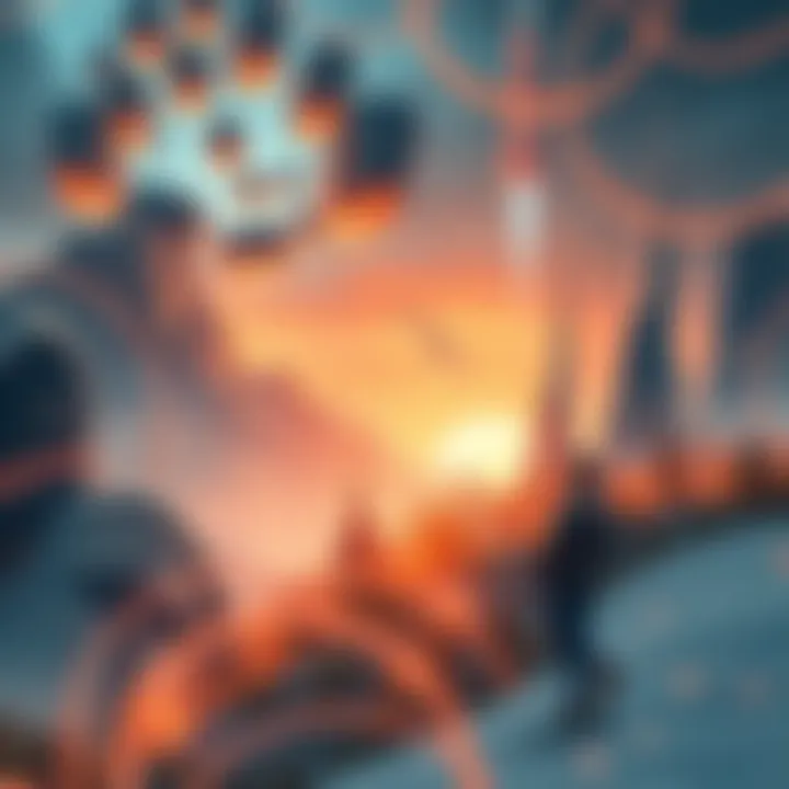 The Future Unfolding A futuristic cityscape blending nature and technology, symbolizing societal transformation