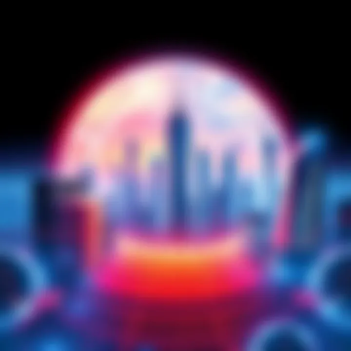 A cutting-edge city skyline with advanced technology elements, symbolizing future tech trends.