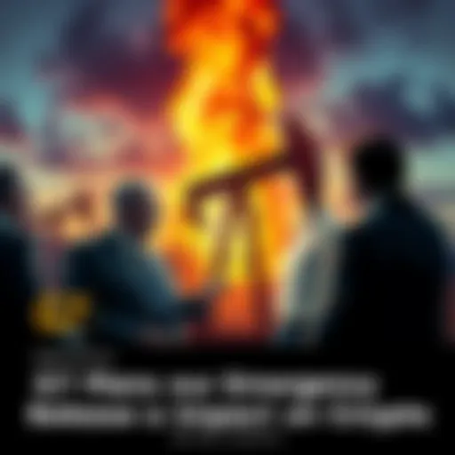 G7 leaders discussing emergency oil reserve release with an oil pump in the background