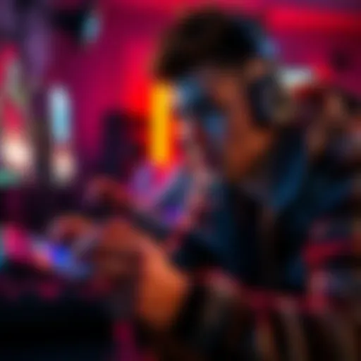 A focused gamer working through a tough level on their console, showing determination and engagement.