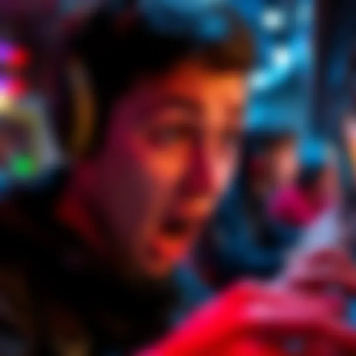 A close-up view of a gamer reacting in shock to an unbelievable mini game moment