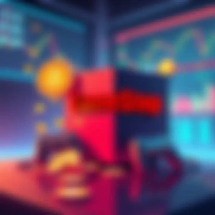 Illustration depicting GameStop's entry into Bitcoin, featuring a gaming console surrounded by Bitcoin symbols and stock market graphs.