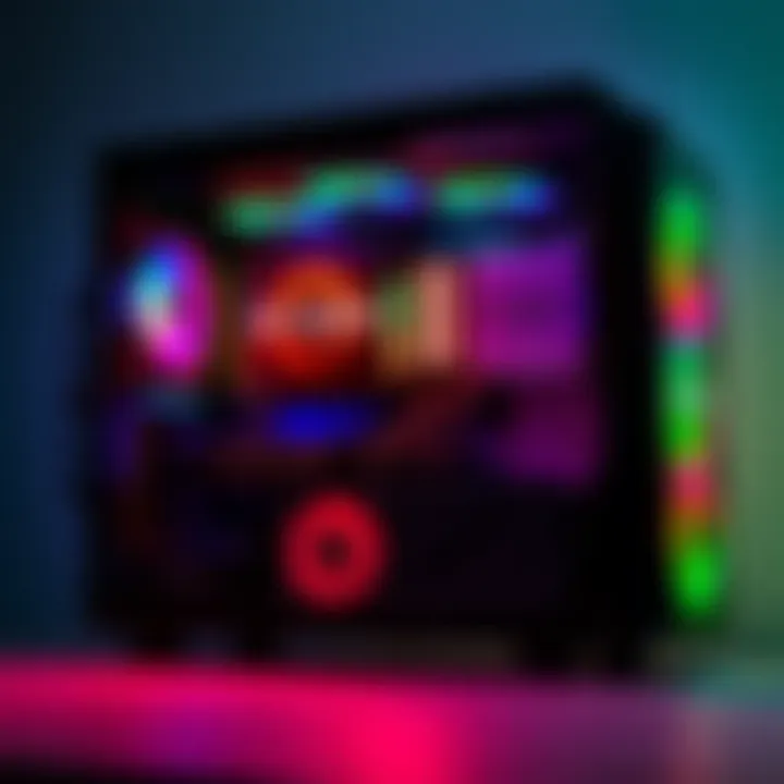 A newly built gaming PC showcasing AMD Ryzen processor and Radeon graphics card with colorful RGB lights