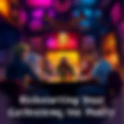 A diverse group of fantasy characters meeting in a lively bar, discussing plans for their adventure in Neon Odyssey.