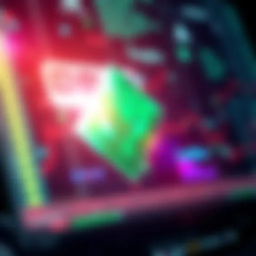 A vibrant gemerald shining against a digital backdrop representing online platforms.