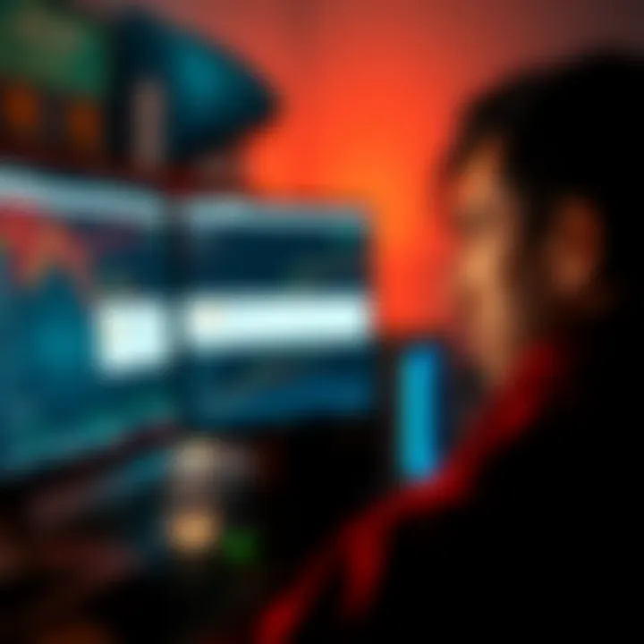 A person looks stressed while staring at a computer screen showing a frozen account message.