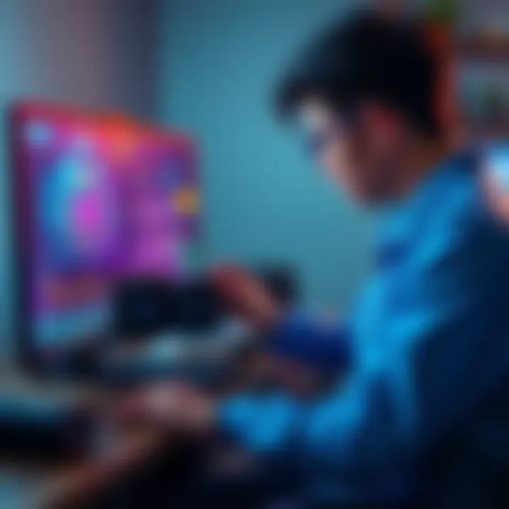 A person setting up a GPU for mining Nano cryptocurrency on a computer, with a digital display showing earnings and settings.