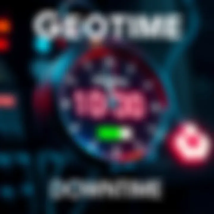 Clock showing downtime for Geode during an update, with warning signs and a loading symbol