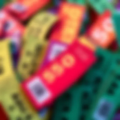 A collection of entries for a $50 gift card superdraw, showing colorful tickets ready for the draw