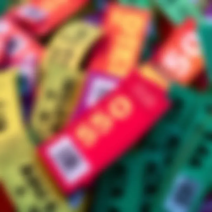 A collection of entries for a $50 gift card superdraw, showing colorful tickets ready for the draw