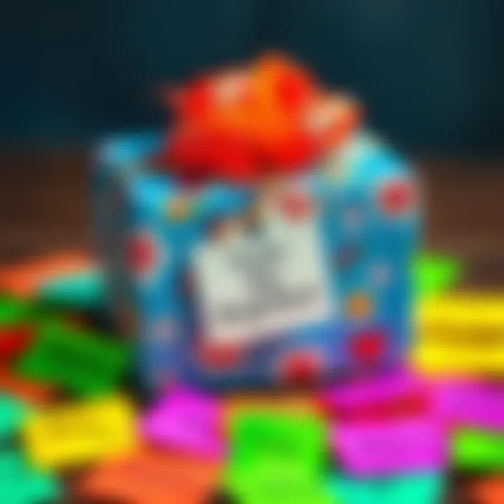 A beautifully wrapped gift box with a tag that reads 'From My Boyfriend' surrounded by creative name ideas written on colorful sticky notes