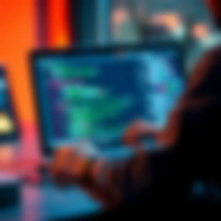 A person working on a laptop displaying GitHub and script code, illustrating GitHub skills for beginners.