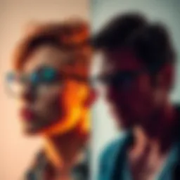 Person wearing glasses and not wearing glasses side by side A person considers their look with glasses on one side and without on the other, reflecting on style choices and confidence.