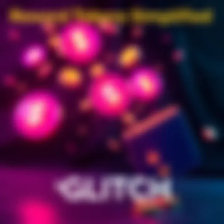 Visual representation of $GLITCH tokens being distributed, with SOL coins flowing into wallets, symbolizing ease of launching rewards tokens.