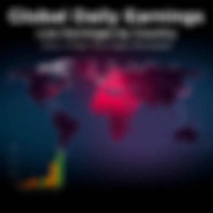 A world map highlighting average daily earnings by country, with emphasis on low earnings in Asia.