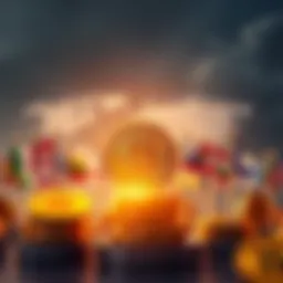 A visual representation of countries competing for Bitcoin, featuring flags and Bitcoin symbols