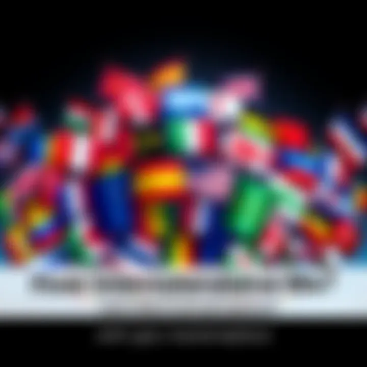 Global Unity Through Flags A vibrant collage of flags from different countries symbolizing international connection and cultural diversity.