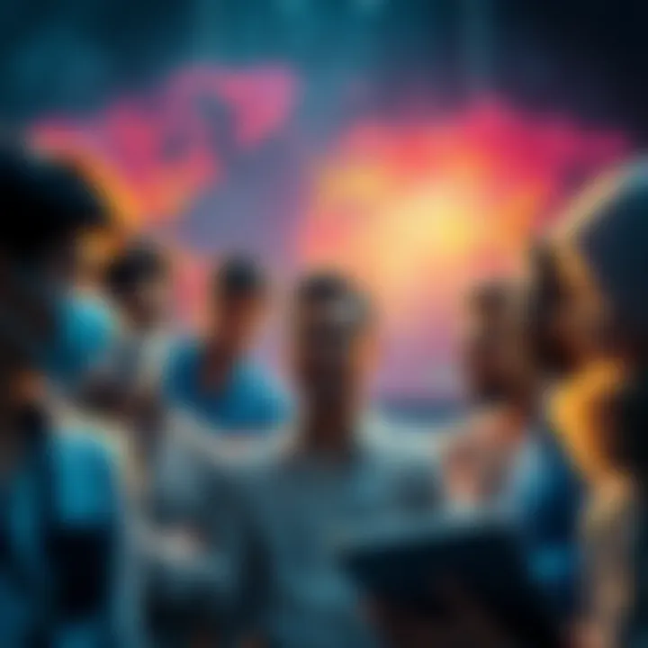 A diverse group of people from various countries collaborating on AI tasks, symbolizing a worldwide human validation network.