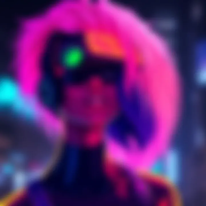 A bright neon-style character from the Glow Punk NFT collection, featuring vibrant colors and a cyberpunk aesthetic, designed for profile pictures.