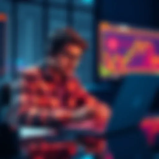 GMGN Ai Copy Trading Overview A beginner analyzing trading options with GMGN Ai on a laptop, showcasing copy trading features and investment potential.