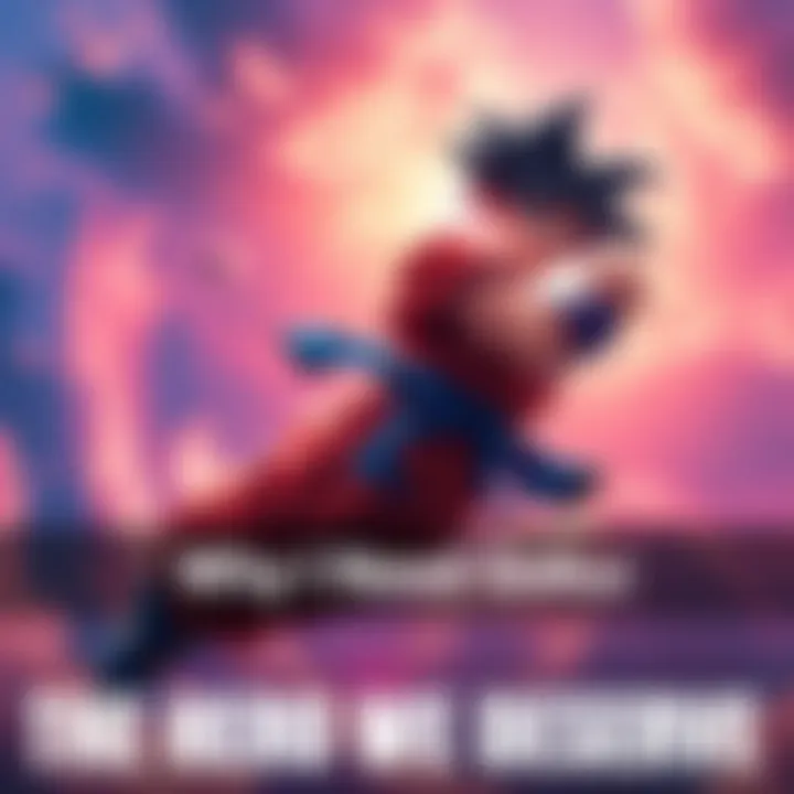 An artistic depiction of Goku soaring through a vibrant sky, embodying strength and heroism.