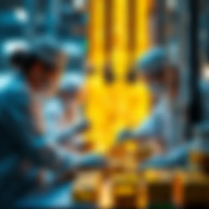 Scientists working with gold ingots and equipment to boost gold production