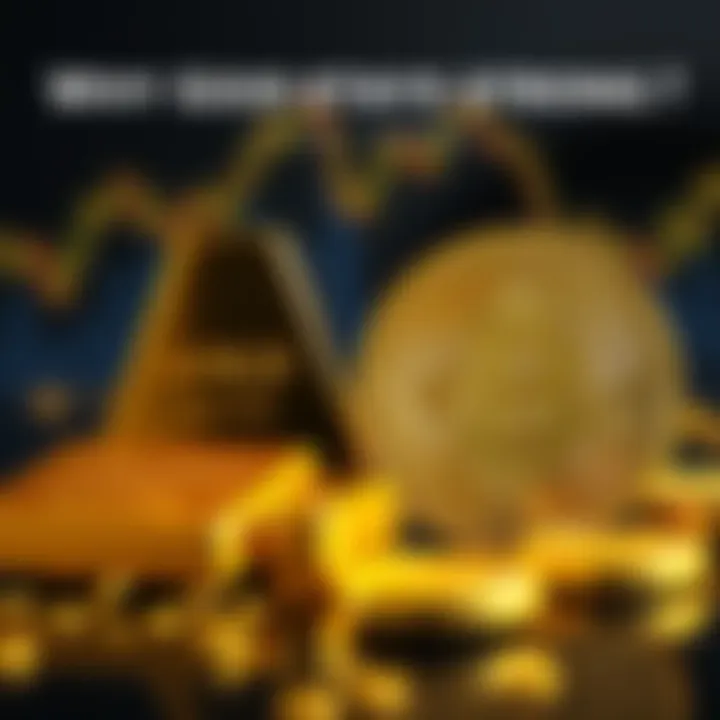 Gold bars and a Bitcoin symbol showing contrasting values in the market