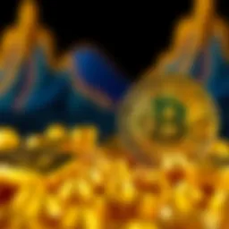 A visual representation showing gold bars next to a Bitcoin symbol, illustrating the contrast between traditional and digital assets.