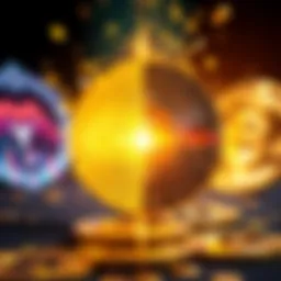 A split image showing gold coins on one side and Bitcoin symbols on the other, representing the clash between Gold Bulls and Bitcoiners.