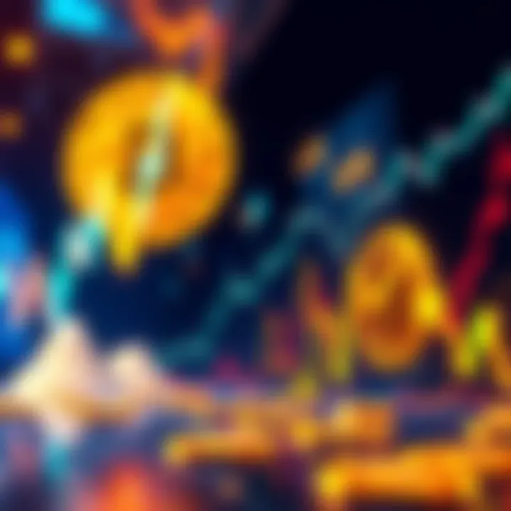 Illustration showing fluctuating graphs of gold and Bitcoin prices in response to Trump's warning, with dramatic color changes indicating volatility.