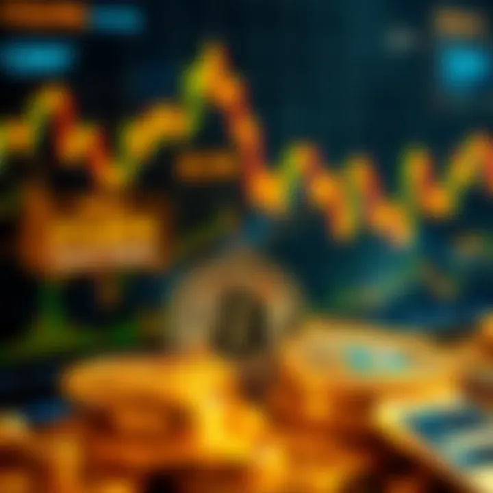 A visual representation of gold prices impacting Bitcoin values with graphs and icons of both assets