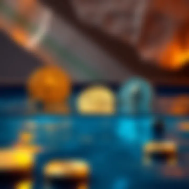A visual representation showing gold coins and Ethereum symbols placed in a pool, highlighting differences in liquidity dynamics.