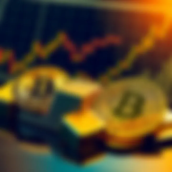 A visual representation showing gold bars and Bitcoin coins with a backdrop of a financial chart symbolizing investment trends.