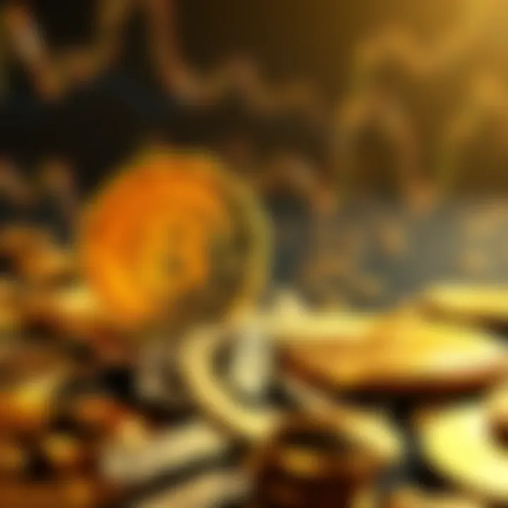A symbolic representation of gold and Bitcoin contrasting in a dynamic financial landscape