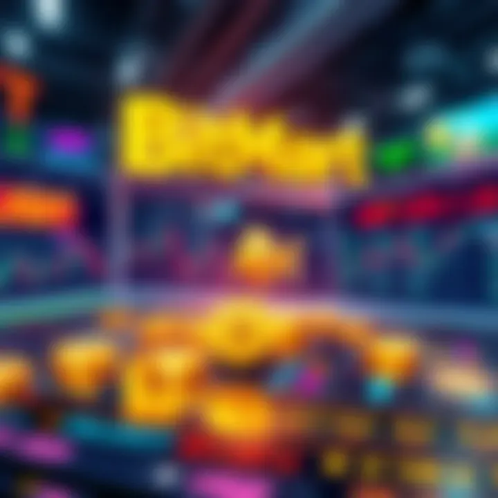 Illustration of a digital trading platform featuring Goldfish Gold (GGBR) and USDT pairs, with a fish symbol representing Goldfish Gold in a vibrant market setting.