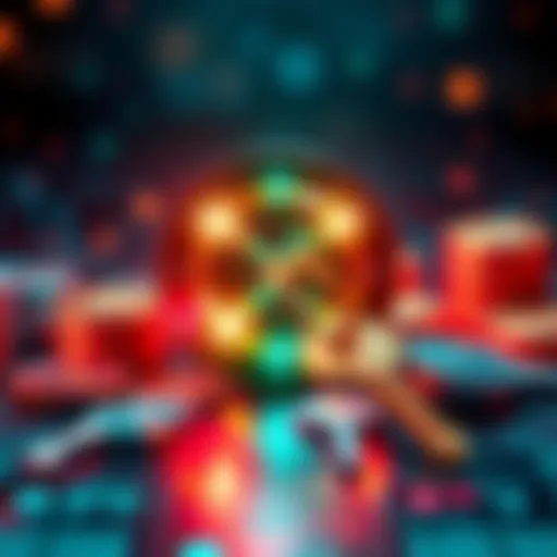 A digital representation of Google Quantum promoting cryptocurrency evolution with keys and currency symbols.