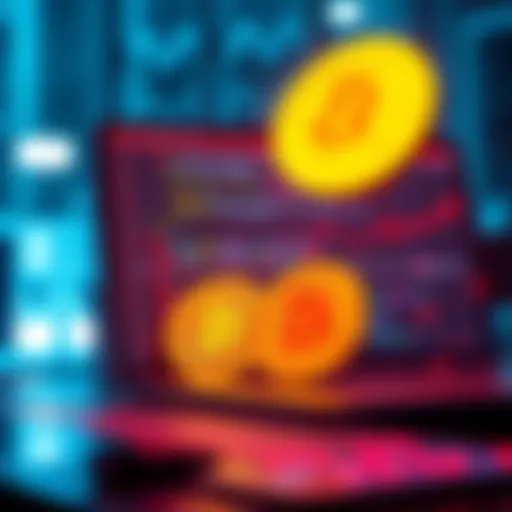 A graphic showing a computer with quantum coding and Bitcoin symbols highlighting the potential risks of quantum computing to cryptocurrency security